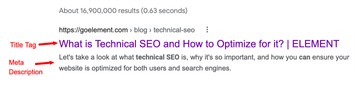 explanation of what a title tag and meta description looks like