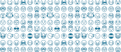 emojis in blue text