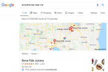 smoothie results in google maps
