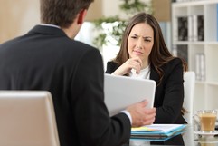 salesman talking to woman client