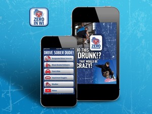 view of drive sober app for the wisconsin department of transportation