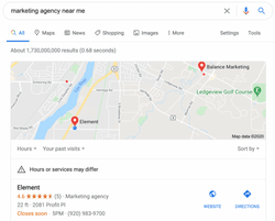local seo - local marketing agency search results