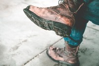 man wearing work boots