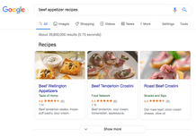 beef recipes screenshot from google