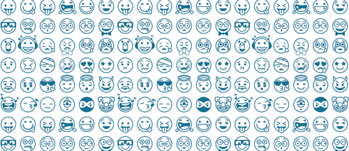 emojis in blue text
