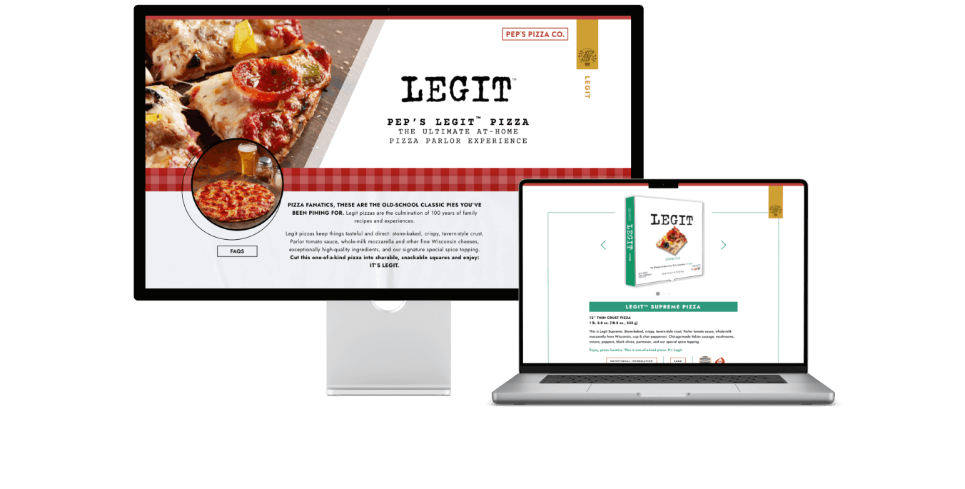 Legit Pizza website on two screens for Legit Pizza by Element