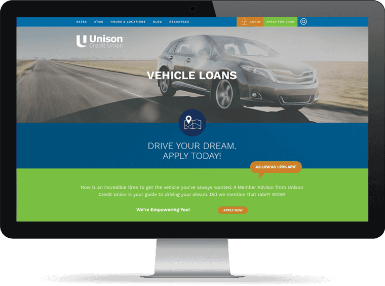 Element example of a website - Unison Credit Union